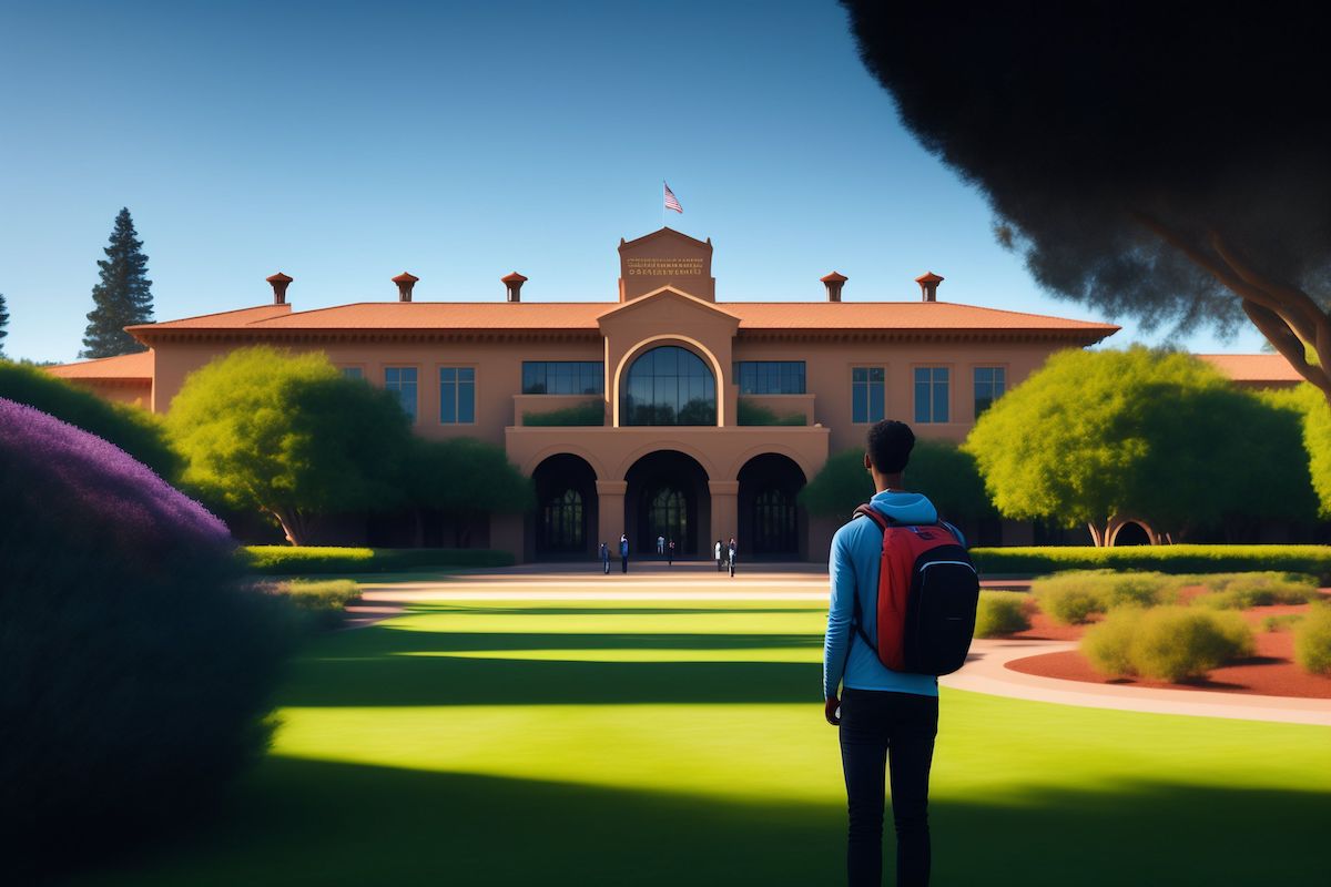 A Student in front of the Stanford Campus, image by Lexica.Art